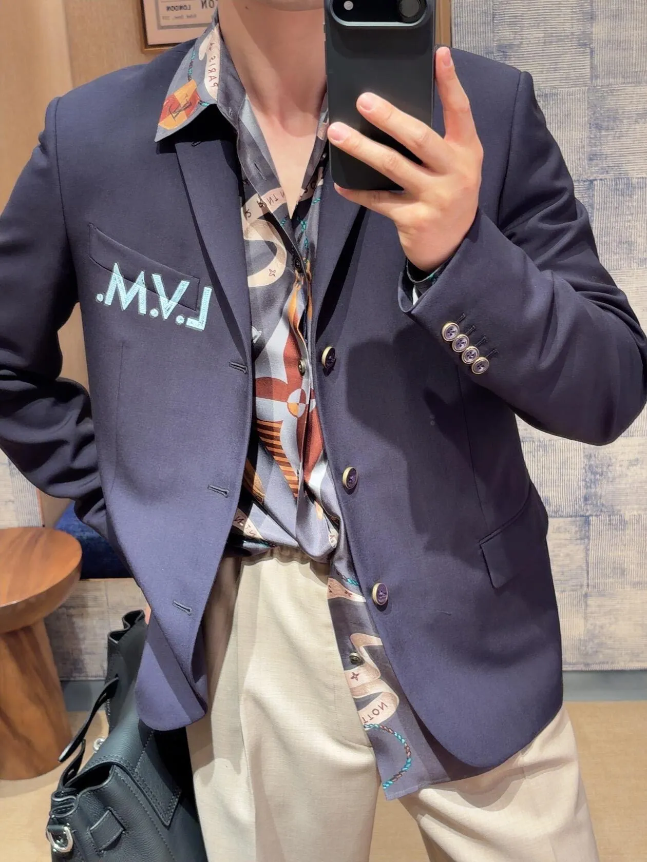 Louis Vuitton Pocket Embroidered Single Breasted Suit Jacket